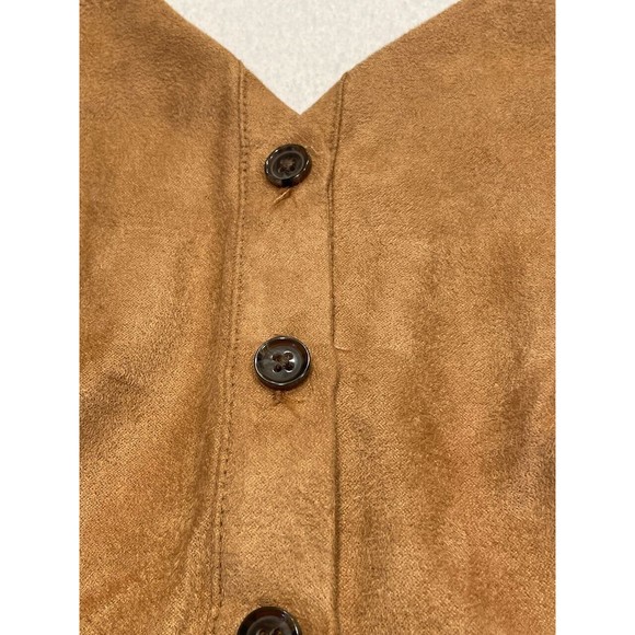 Banana Republic Lucie Vegan Suede Top Size 4P Petite Dark Camel - Picture 11 of 11